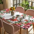 thumbnail image 3 of Cardinal Bird Table Cloths for 4 Foot Rectangle Tables, Winter Poinsettia Berry Pine Cones Floral Patio Waterproof Elastic Fitted Tablecloths, Washable Rectangular Table Cover for Camping, 3 of 8