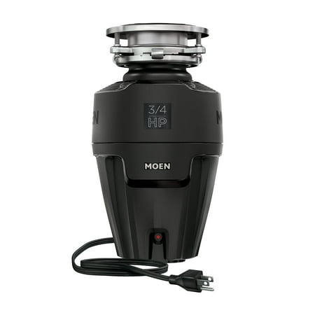 MOEN Black EX Host Series 3/4-HP Continuous Feed Space Saving Garbage Disposal with Sound Reduction and Fast Track Installation - EX75C