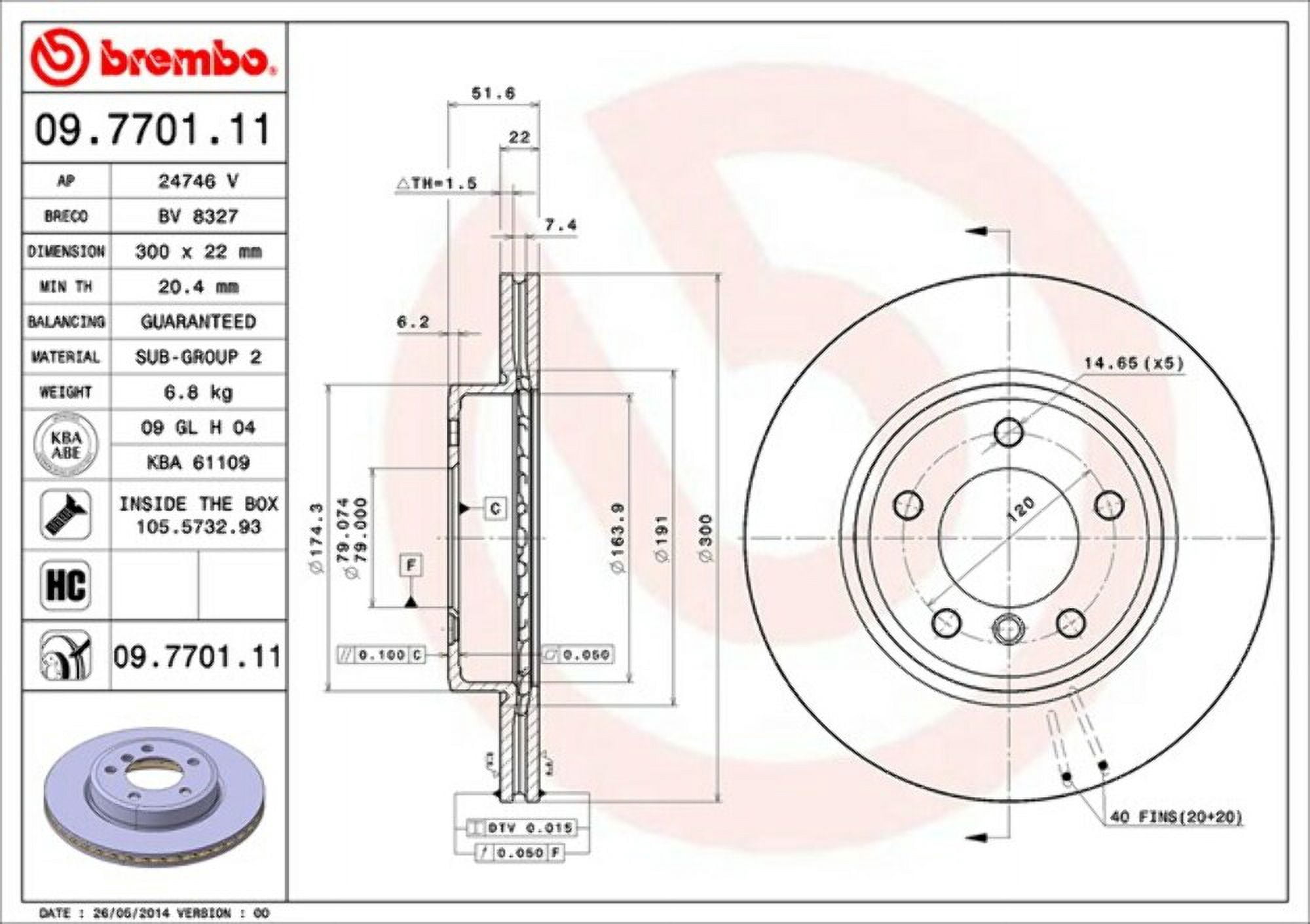 Brembo 09.7701.11 BRAKE ROTORS Fits select: 2002-2003 BMW 325 IT, 2004-2005 BMW 325 IS SULEV