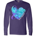 thumbnail image 3 of Inktastic Suicide Prevention Awareness Purple and Teal Heart Ribbon Long Sleeve T-Shirt, 3 of 5