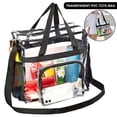 thumbnail image 1 of Bolso de mano transparente Duety de gran capacidad con asa y correa ajustable, duradero, de PVC, bandolera, transparente, apto para gimnasios., 1 of 8