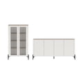 thumbnail image 1 of Abbey Buffet Moderne 2 Pcs et Bibliothèque en Érable et Blanc Cassé, 1 of 15