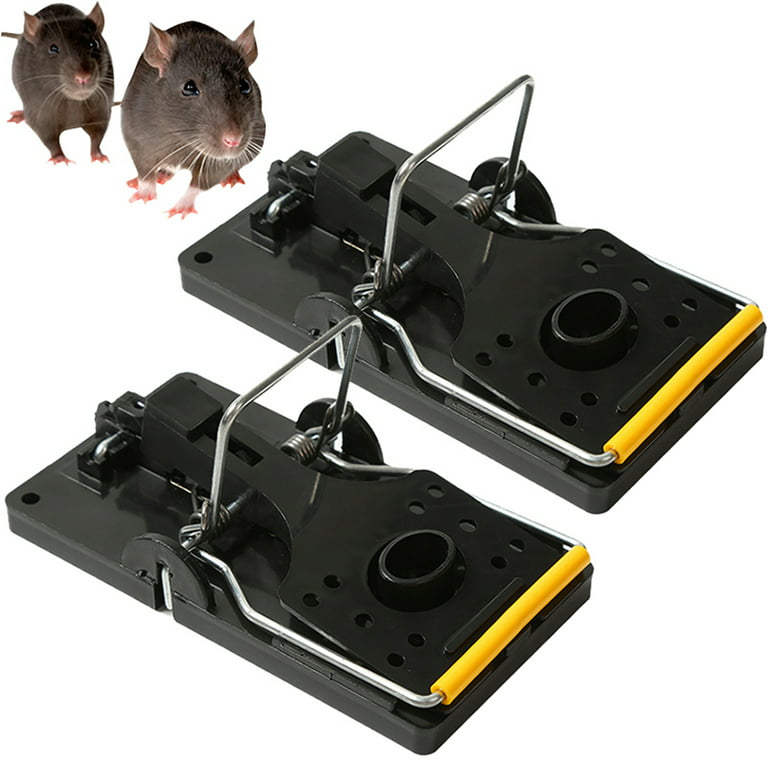 2 Pack Reusable Mouse Traps Rodent Snap Trap Mice Catcher Mousetrap Heavy Duty, Size: Small, Black