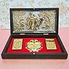  Plastic Rectangular Golden Radha Krishna Photo Frame with Charan Paduka Pocket Temple for Gift, House (Radha Krishna)