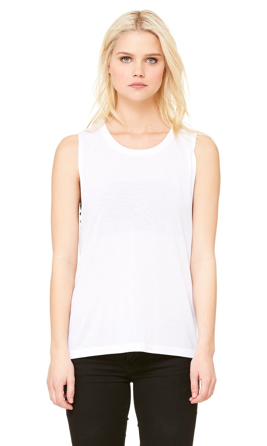 The Bella + Canvas Ladies Flowy Scoop Muscle Tank Top - WHITE - 2XL ...
