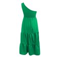 thumbnail image 4 of Moda Mujer Boho Verano Sólido Un Hombro Sin Mangas Smocked Maxi Vestido Fridja hjkh3133, 4 of 5