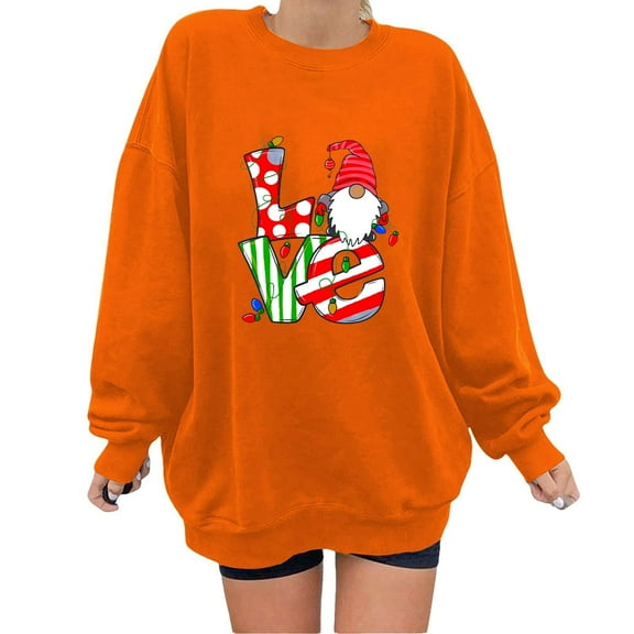 Fesfesfes Xmas Sweatshirt for Women Loose Crewneck Tops Long Sleeve Shirts Christmas Sweatshirts Casual Tops