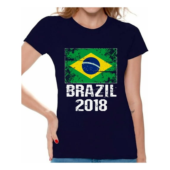 Awkward Styles Brazil 2018 Shirt for Women Brazilian Flag Tshirt Soccer Gifts