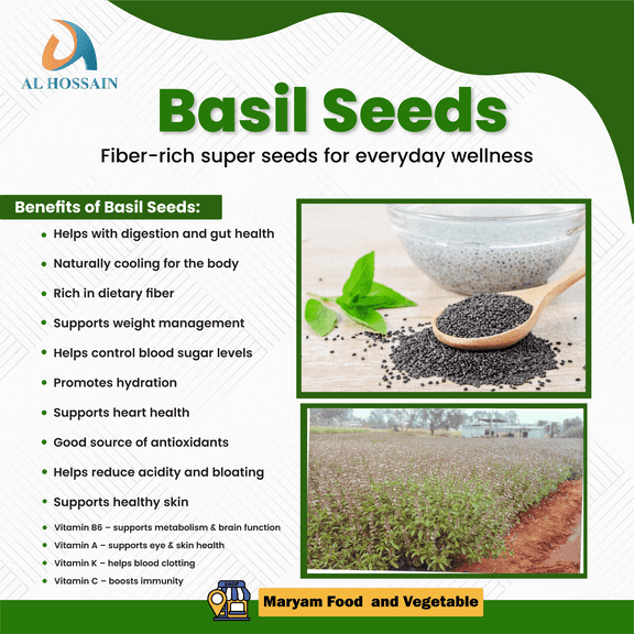 Al Hossain Natural Basil Seeds (Sabja / Tukmaria) 8.8oz (250g) – Premium Holy Basil Seeds for Falooda, Drinks & Desserts, Vegan, Gluten-Free, High Fiber Natural Spice