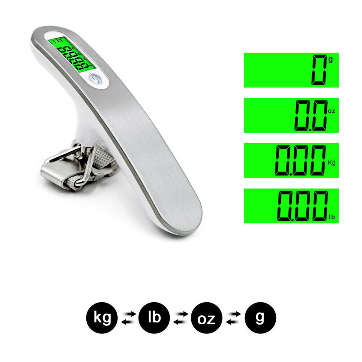 Portable Luggage Scale High Precision Travel Digital Hanging Scales With  Hook LCD Display 50kg 110lbs Electronic Fishing Weighs Weight Balance Tool