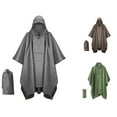 thumbnail image 5 of Xfvqtps Adult Mens and Womens Rain Poncho with Hooded and Brim Long Reusable Solid Color Adjustable Drawstring Waterproof Cycling Outdoor Activities Rain Jackets Raincoat with Storage Bag Army Green, 5 of 5