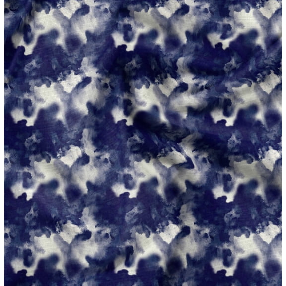 Soimoi Floral Print, Silk Fabric, Decor Sewing Fabric by The Yard 42 Inch Wide,Decorative Fabric for Shirts Suits Ties, Navy Blue