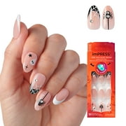 KISS imPRESS Halloween Press On Nails Almond, ‘Drop-dead Gorg’, White, Medium, 30 Count