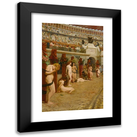 Herbert Gustave Schmalz 11x14 Black Modern Framed Museum Art Print Titled - Faithful Unto Death (Christianes Ad Leones!)