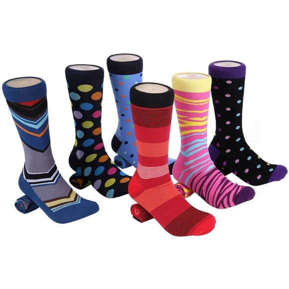 Marino Mens Dress Socks - Fun Colorful Socks for Men - Cotton Funky Socks - 6 Pack - Fun Collection - 13-15