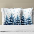 thumbnail image 6 of Pine Tree Throw Pillow Covers 16x16 Inches Set of 2 Winter Snowy Falling Snowflakes Trees Blue Winter Pillowcase for Bedroom Living Room Cushion Sofa, 6 of 6