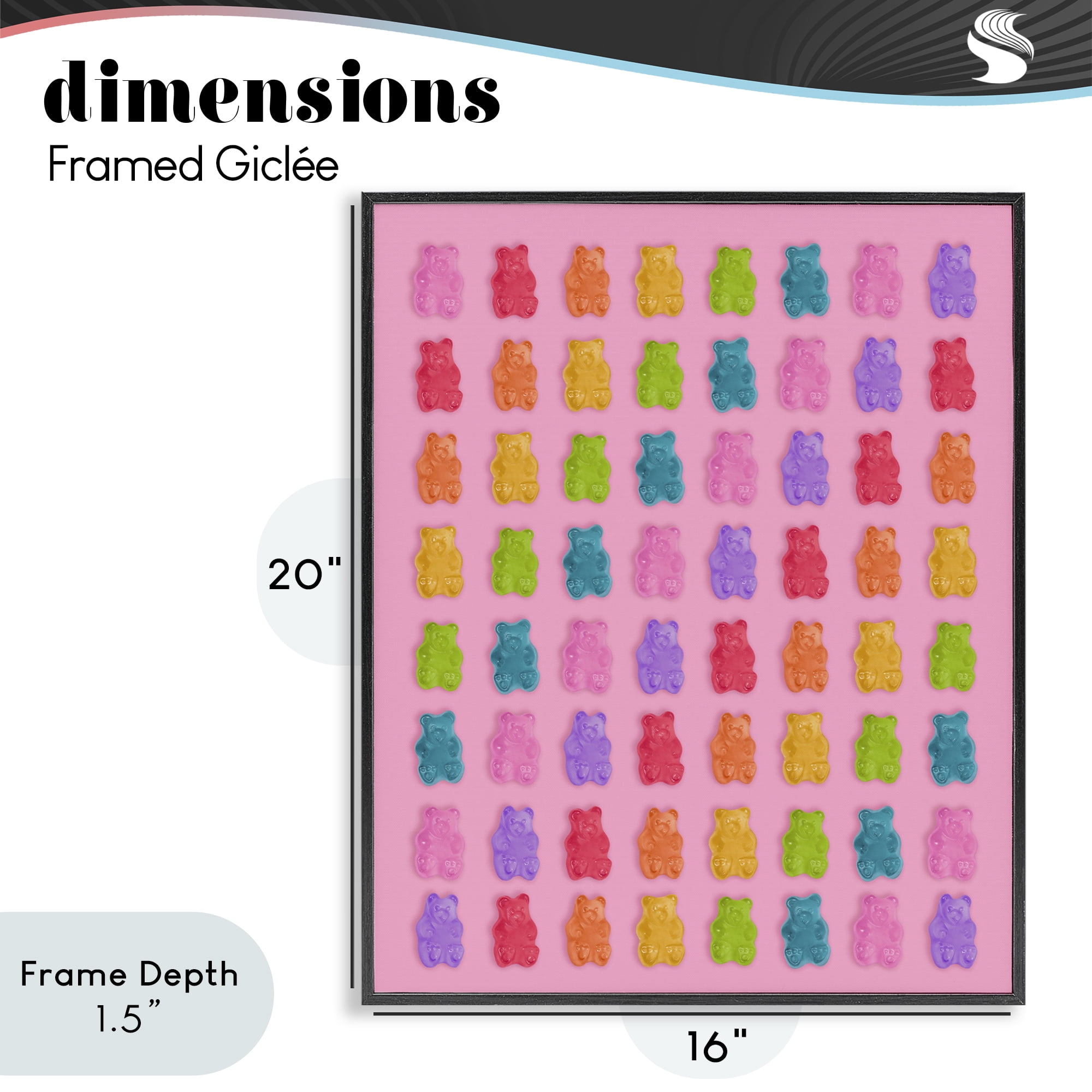Stupell Industries Rainbow Gummy Bear Candies Black Framed Giclee Art, design by LISH Creative