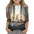thumbnail image 2 of Blusas y camisas de manga larga con cuello redondo y estampado de Pascua, camiseta interior de cuello redondo y manga tres cuartos para niños de talla mediana y grande., 2 of 9