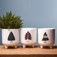 thumbnail image 2 of Melrose Footed Pine Tree Christmas Planters - 6.25" - White and Green - Set of 3, 2 of 5