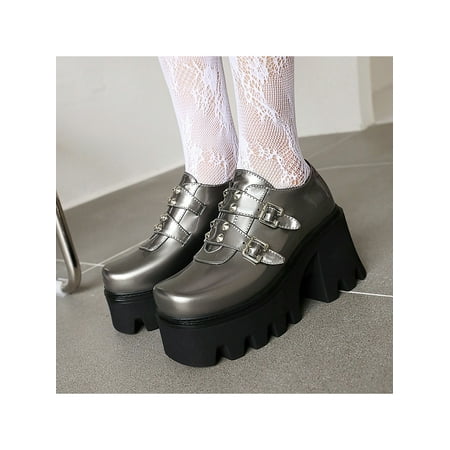 

SIMANLAN Womens Goth Chunky Boots Mary Jane Shoes Heels & Pumps Ankle Buckle Pumps