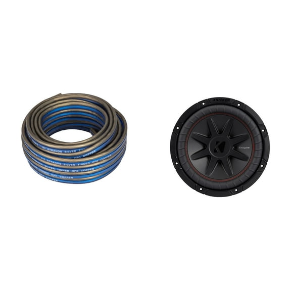 Kicker 52CVR102 - CVR10 CompVR 10-Inch (25cm) Subwoofer, DVC, 2-ohm w/ Speaker Wire Bundle