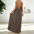 thumbnail image 7 of Backless Cami Dress Womens Summer Sleeveless Maxi Dress Beach Boho Dresses (Coffee XL), 7 of 7