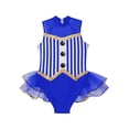 thumbnail image 3 of Alvivi Kids Girls Sequins Striped Modern Jazz Latin Ballet Dance Dress Mesh Tutu Skirted Leotard Royal Blue 10, 3 of 5