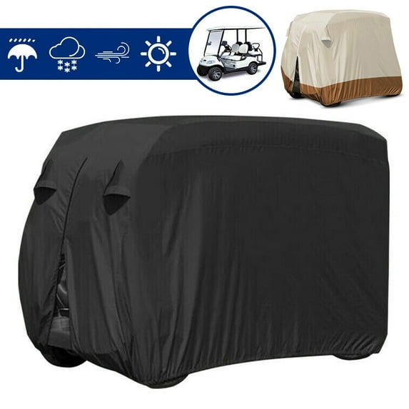 HOMEYA 4 Passenger Golf Cart Covers Fits EZGO, Club Car, Yamaha, Heavy Duty 420D Waterproof Sunproof Golf Cart Cover roof 80" L, Dustproof and Durable - Black