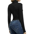 thumbnail image 5 of Women's Sexy Long Sleeve Square Neck Basic Slim Fitted Ribbed Knit Tee Shirts Crop Tops, 5 of 5