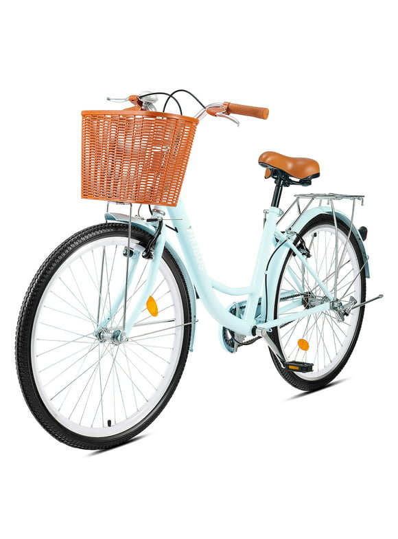 Viribus Women's Comfort Bike 26 Inch Beach & City Cruiser Bicycle with Basket Rack Mint