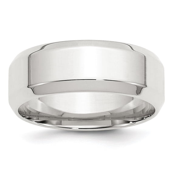 SS 8mm Bevel Edge Size 9 Band in Sterling Silver