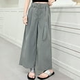 thumbnail image 2 of Ugoldhm Big Girls Wide-Leg Pant Summer Everyday Relaxed Cotton Pocket Trousers Size 8-16, 2 of 9