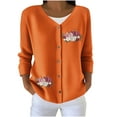 thumbnail image 2 of SYMOID Womens Orange Fall Embroidered Cardigan - V-Neck Button-Down 3/4 Sleeve, Soft Lightweight with Pumpkin Floral Embroidery, Inclusive Sizes S-XXXXXL,Size 4XL, 2 of 6