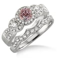 thumbnail image 2 of 1.5 Carat Morganite & Diamond Halo Bridal Set on 10k White Gold, 2 of 2