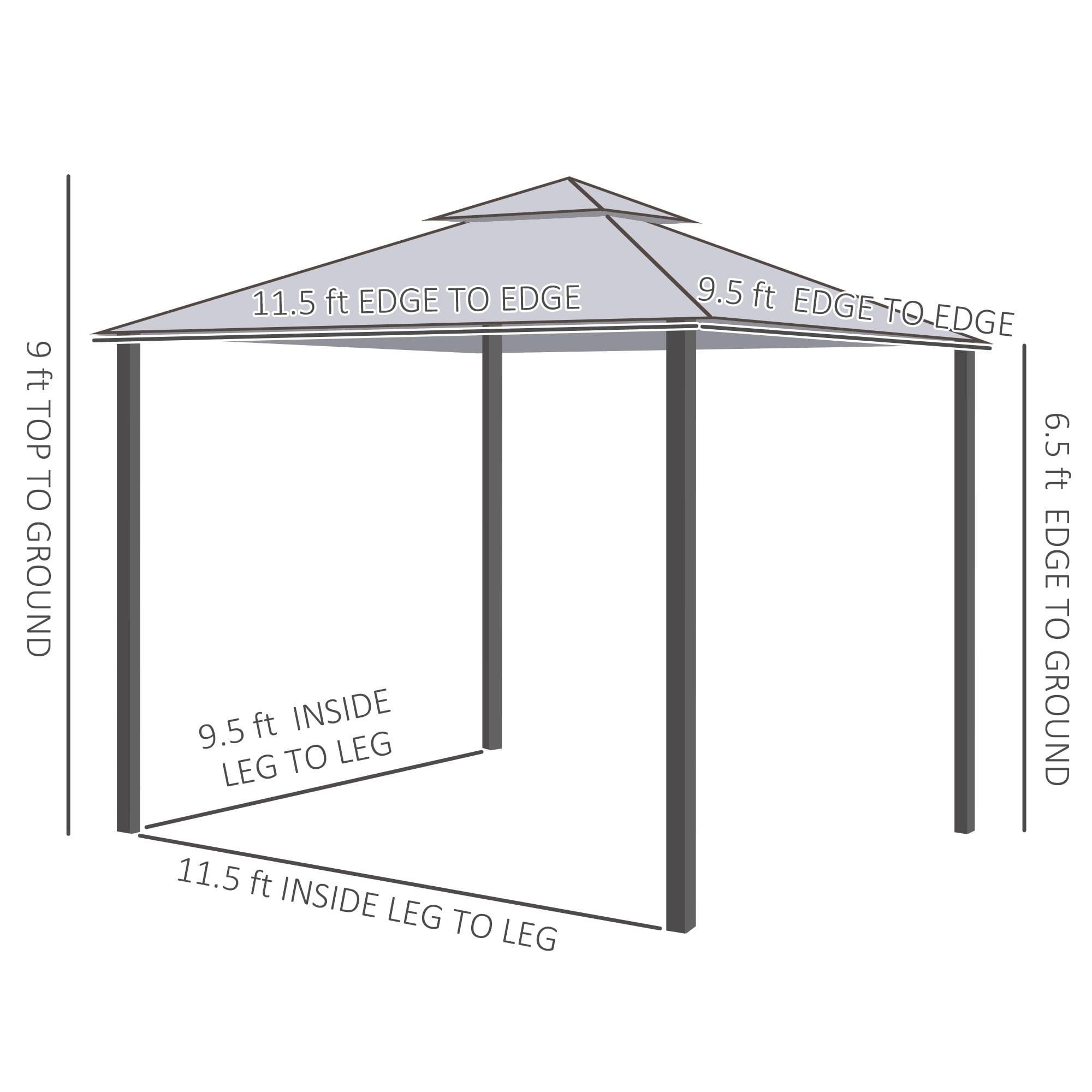 Outsunny 9.6' x 11.6' Patio Gazebo, Outdoor Canopy Shelter, Cream White