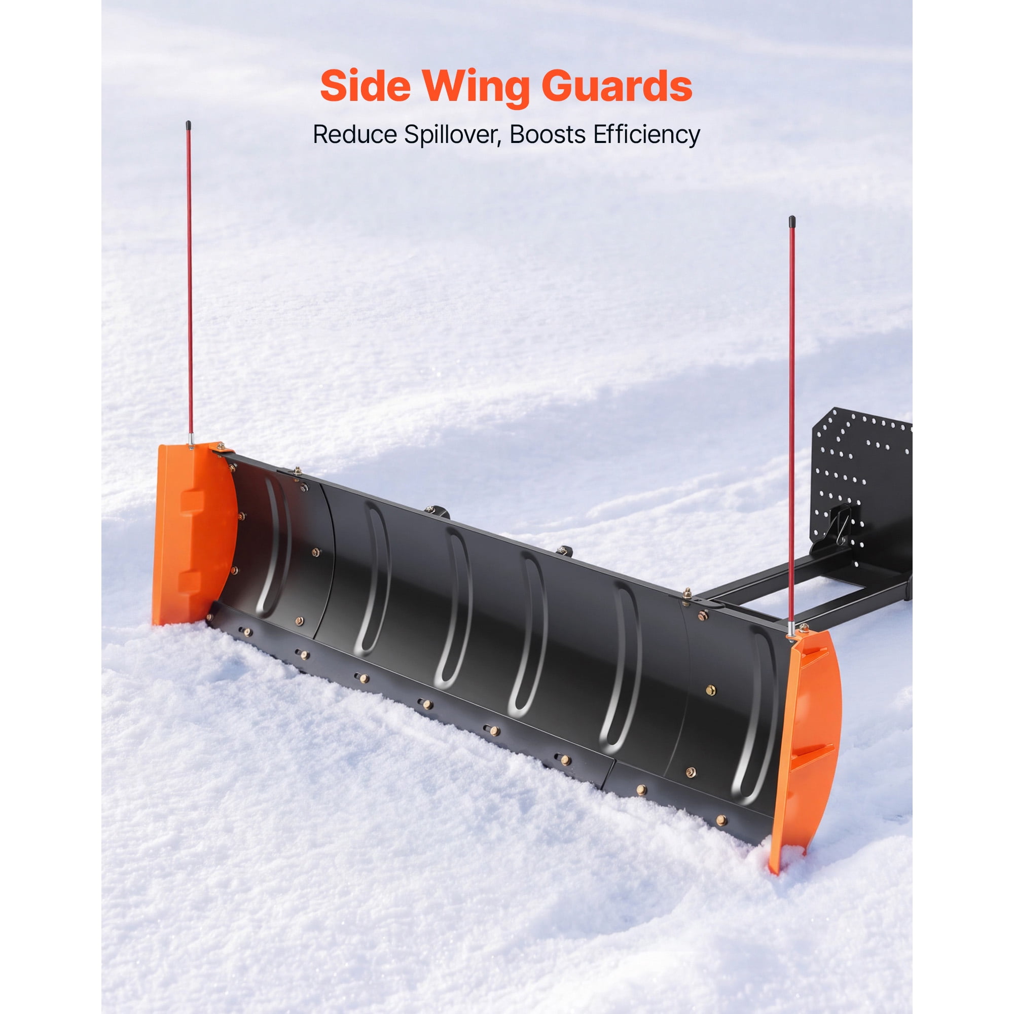 KFFKFF Adjustable Snow Plow Kit with 43-60 Inch Width, Compatible with Most ATVs and UTVs, Features Side Wings, Height and Angle Adjustability, Three Mounting Options, Durable Steel Blade