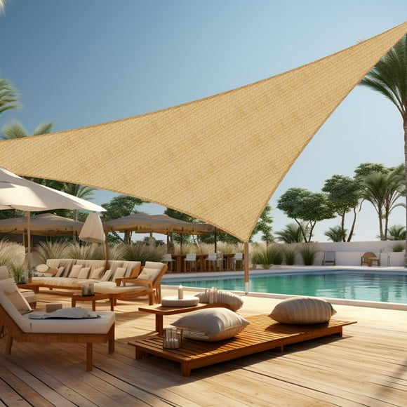Shade&Beyond Triangle Sun Shade Sail 15'X15'X21' Permeable Canopy Sand for Patio Garden Yard Deck Pergola (We Make Custom Size)