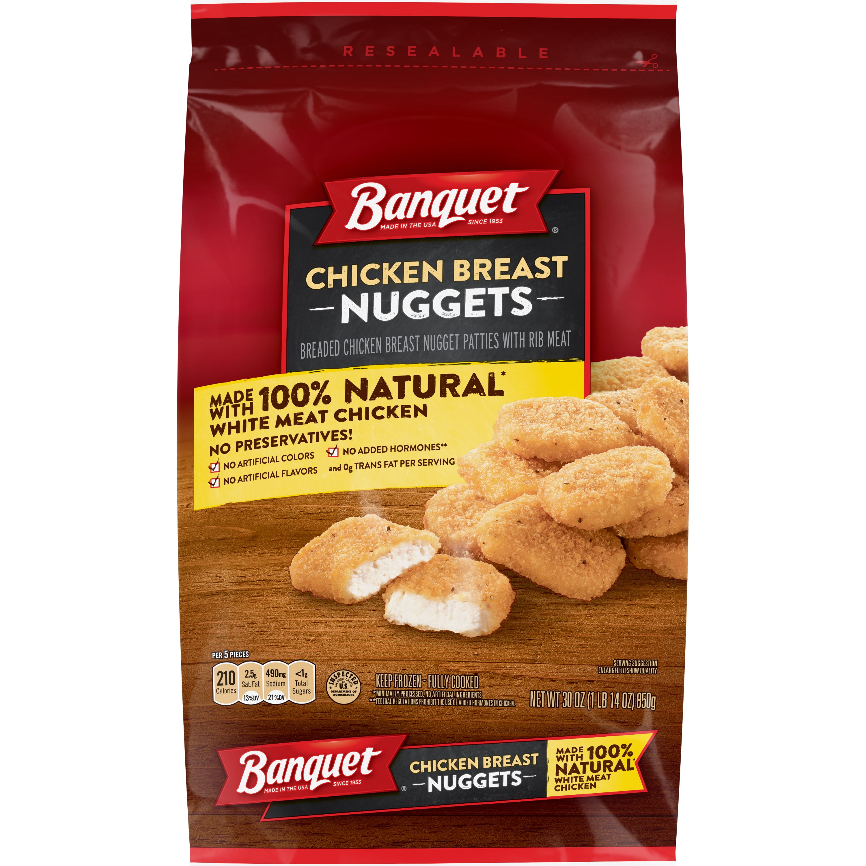 Banquet White Meat Chicken Breast Nuggets Frozen Meal 30 Oz Frozen