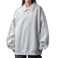 thumbnail image 2 of Kakii Men's Sporty Collared Shirt with Striped Sleeves, Long Sleeve Button Down Top, Classic Casual Polo Style Shirt, 2 of 9