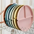 thumbnail image 5 of Plastic Portion Control Plate,Wheat Straw Plates for Weight Loss,Food Divided Plate,Salad Lunch Tray,Reusable 3 Compartment Plates,for Home,Office,School,Picnic,Camping (5*Mixed Colors), 5 of 7