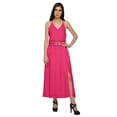 thumbnail image 3 of Moomaya WoMen's Spaghetti Strap Side Slit Dress Plus Size Solid Clothing, 3 of 6