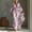 Pink, variant on Morttic Women's Summer Vacation Beach Feather Print V-Neck Flowy Maxi Dress – Waist-Cinched Batwing Sleeve Loose Dress Beige,S