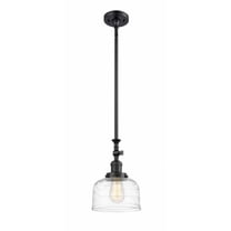 206-BK-G713-Innovations Lighting-Bell - 1 Light Stem Hung Tiltable Mini Pendant In Industrial Style-14 Inches Tall and 8 Inches Wide-Matte Black