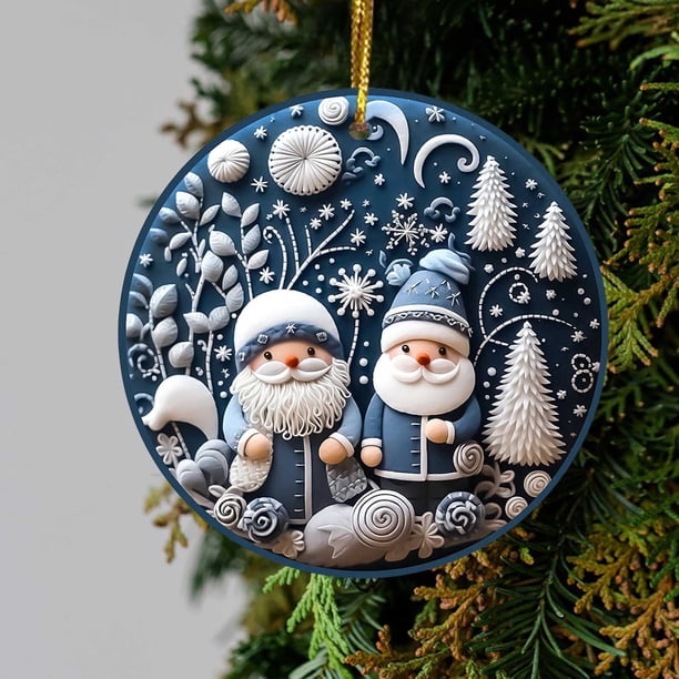 Adorno Colgante Navideño Acrílico de 8 Cm (3.15 Pulgadas) | Impresión Duradera a Doble Cara | Regalo Navideño para Familiares y Amigos | Decoración para Árbol, Pared y Espejo Retrovisor de Coche