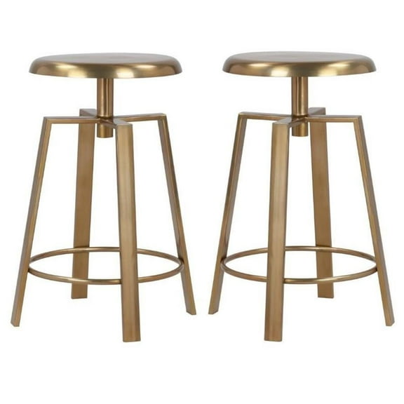 Home Square Gold Iron Adjustable Counter and Bar Stool - Set of 2