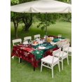 thumbnail image 3 of Outdoor Tablecloth with Umbrella Hole and Zipper, Christmas Tree Rectangle Table Cloth 52x70 Inch Waterproof Tablecloth, Gnomes Winter Snowflake Retro Red Plaid Picnic Table Cover for Patio Camping, 3 of 7
