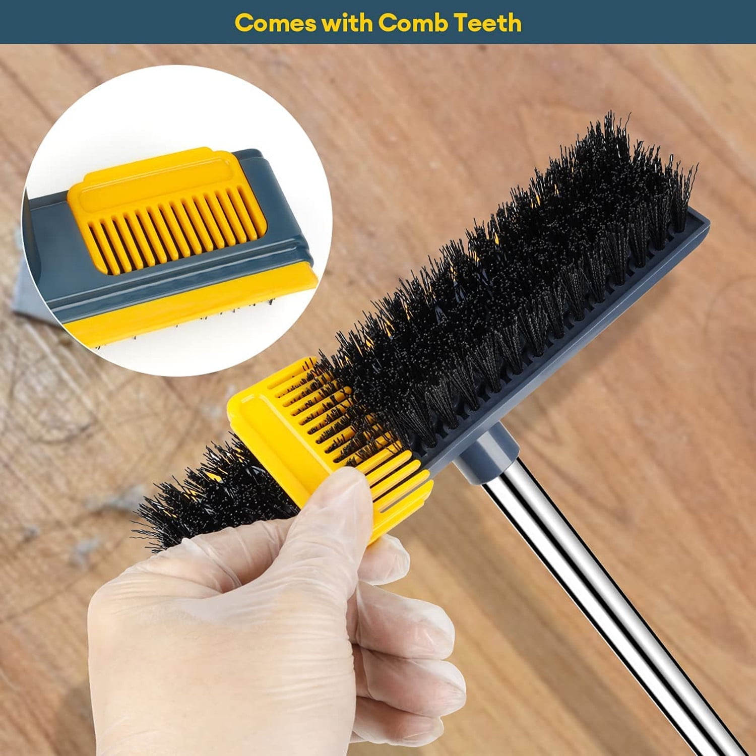 2 in 1 Floor Brush Scrubber with Long Handle Grout Brush 2023 New Upgrade  Scrape Stiff Bristle Cleaning Scrub Brush with Squeegee 120°Rotating Tile