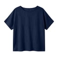 thumbnail image 6 of Admvng Women's Crew Neck Tops Linen and Cotton Short Sleeve Solid Casual Basic Summer Blouses, 6 of 6