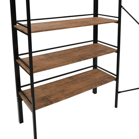 Euroco Metal Loft Bed Shelves, Twin, Black