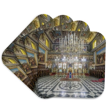 3drose, Italy, Trieste, Greek Orthodox Church Interior, Set of 4 Coasters - Cork
